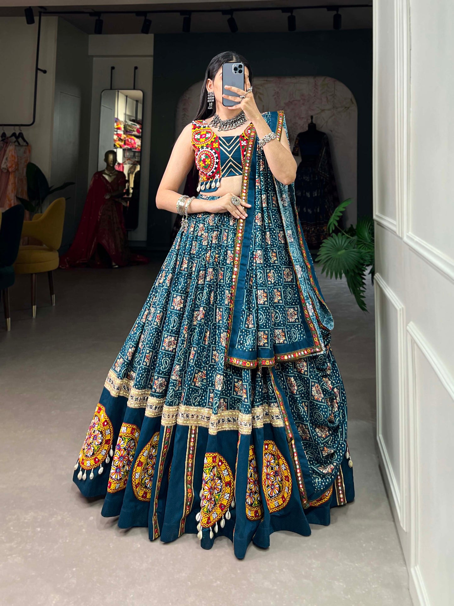 NAVARATRI ELEGANCE LEHNGA CHOLI COLLECTION WITH GAMTHI WORK AND GOTA PATTI WORK 2024