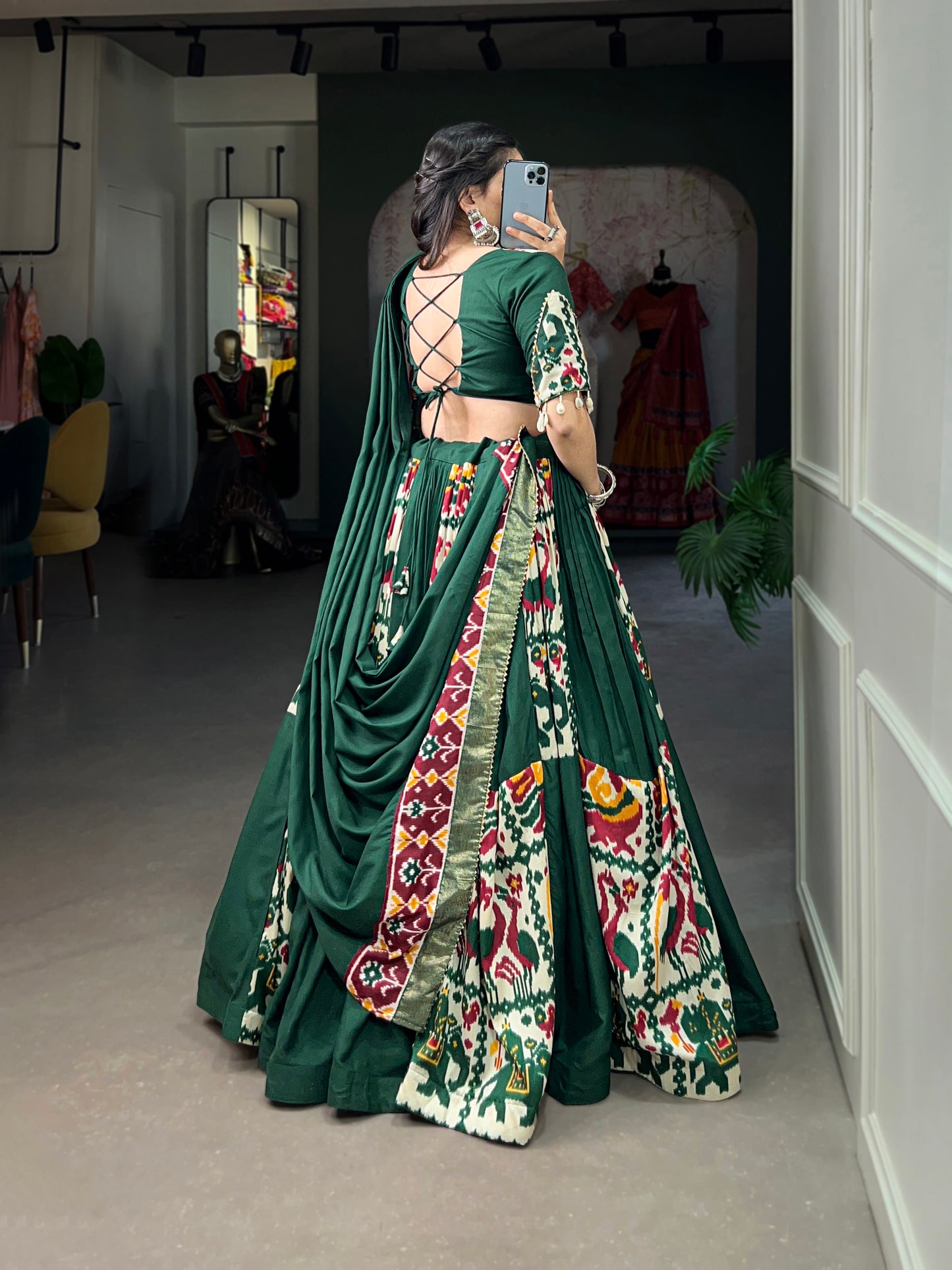 EXCLUSIVE NAVARTRI COLLECTION LEHNGA CHOLI WITH GOTA PATTI AND COWRIE LACE WORK 2024