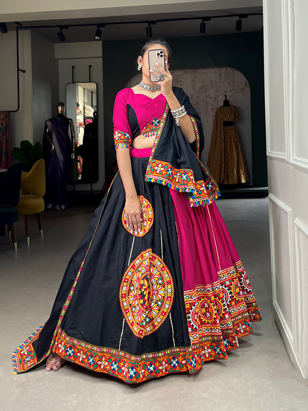 ENJOY GARBA WITH AMAZING GAMTHI WORK NAVARATRI COLLECTION LEHNGA CHOLI COLLECTION 2024