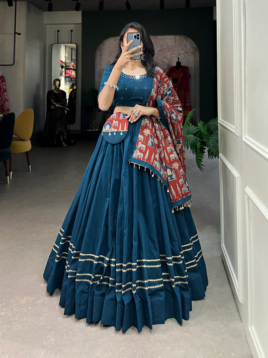 BEAUTIFUL DESIGNER NAVARATRI COLLECTION LEHNGA CHOLI WITH COIN LACE DETAILING WITH MATCHING PURSE