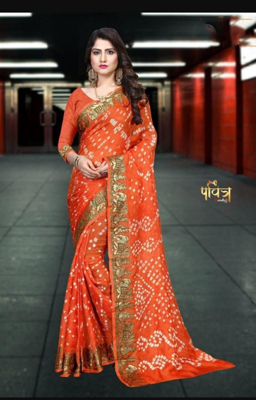 New Bandhani Saree ZARI WOVE BORDER