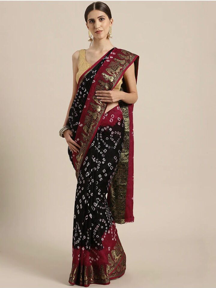 New Bandhani Saree ZARI WOVE BORDER