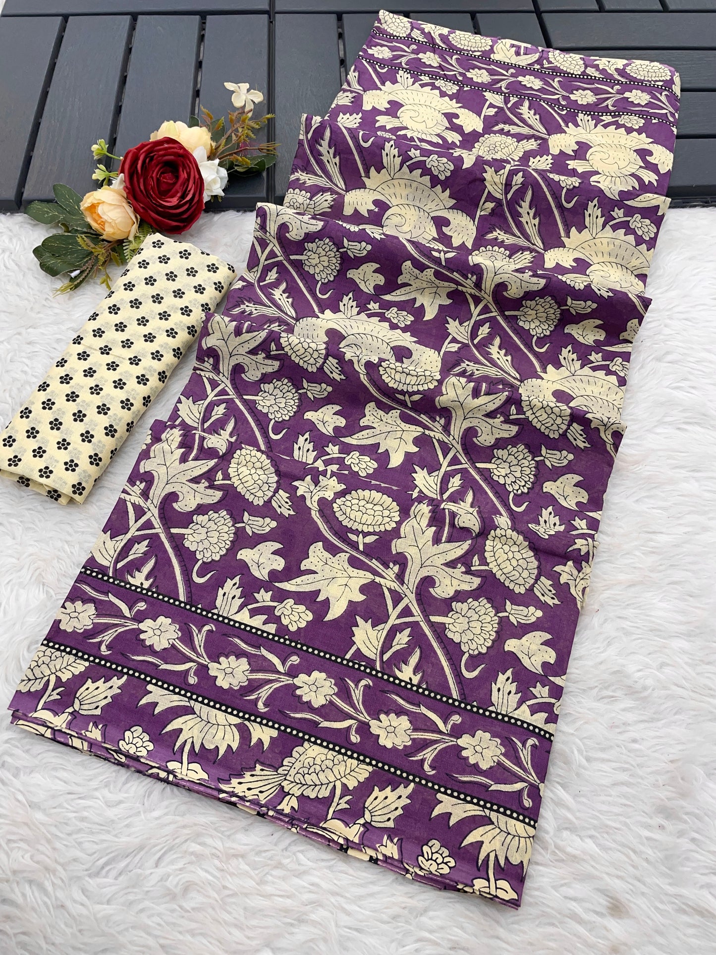 Handicraft Women's Hand Block Printed Pure soft Cotton Saree