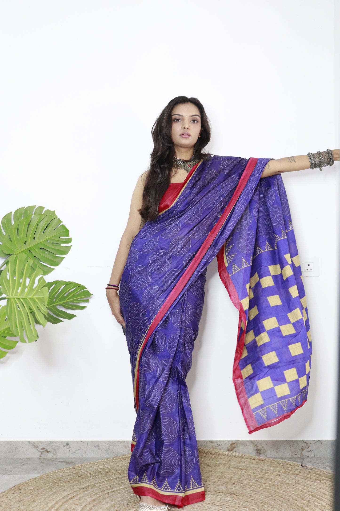 Handicraft Women's Hand Block Print Pure soft Cotton Saree With Blouse Piece