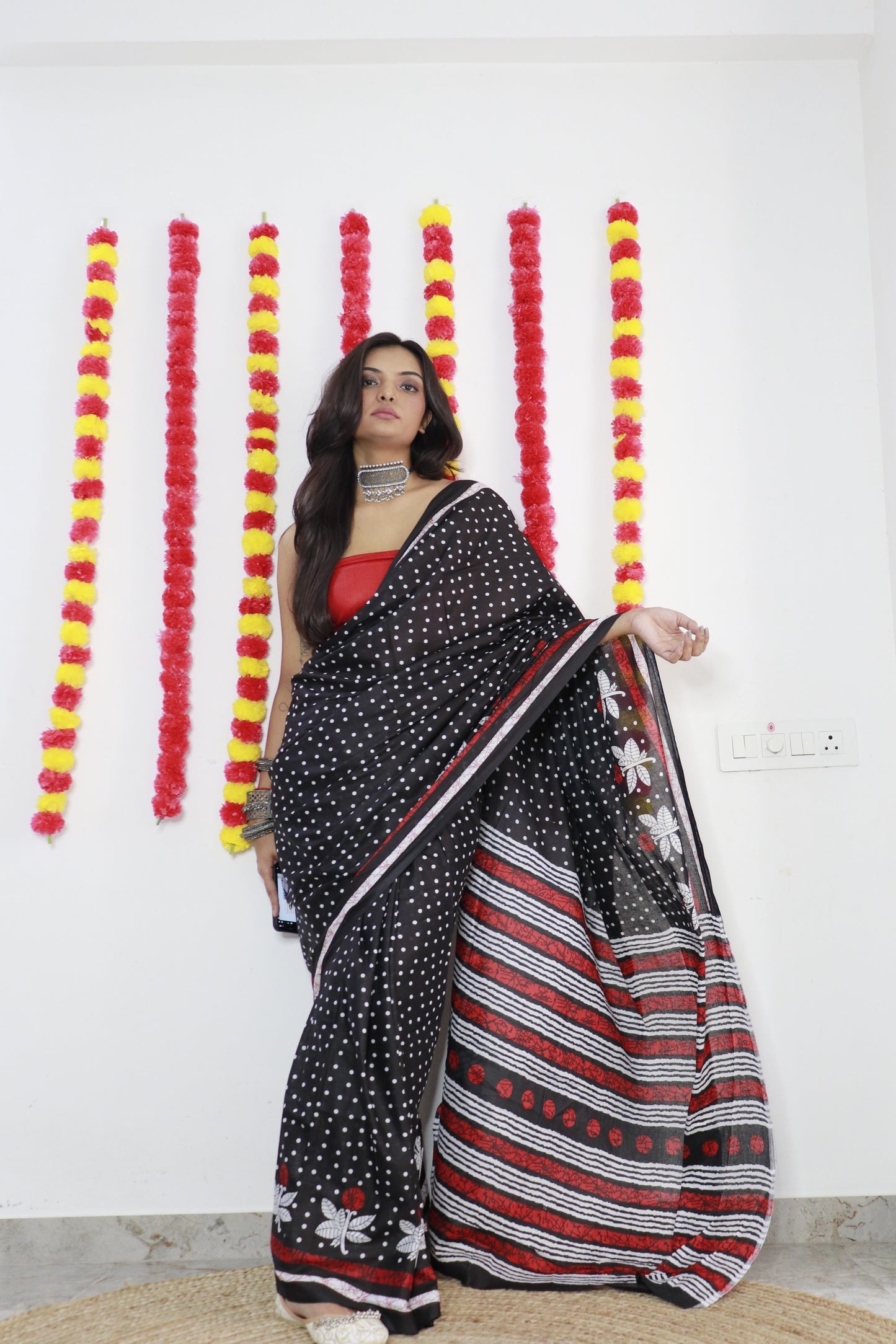 Elegant Women's Jaipuri Hand Block Print Pure soft Cotton Saree With Blouse Piece