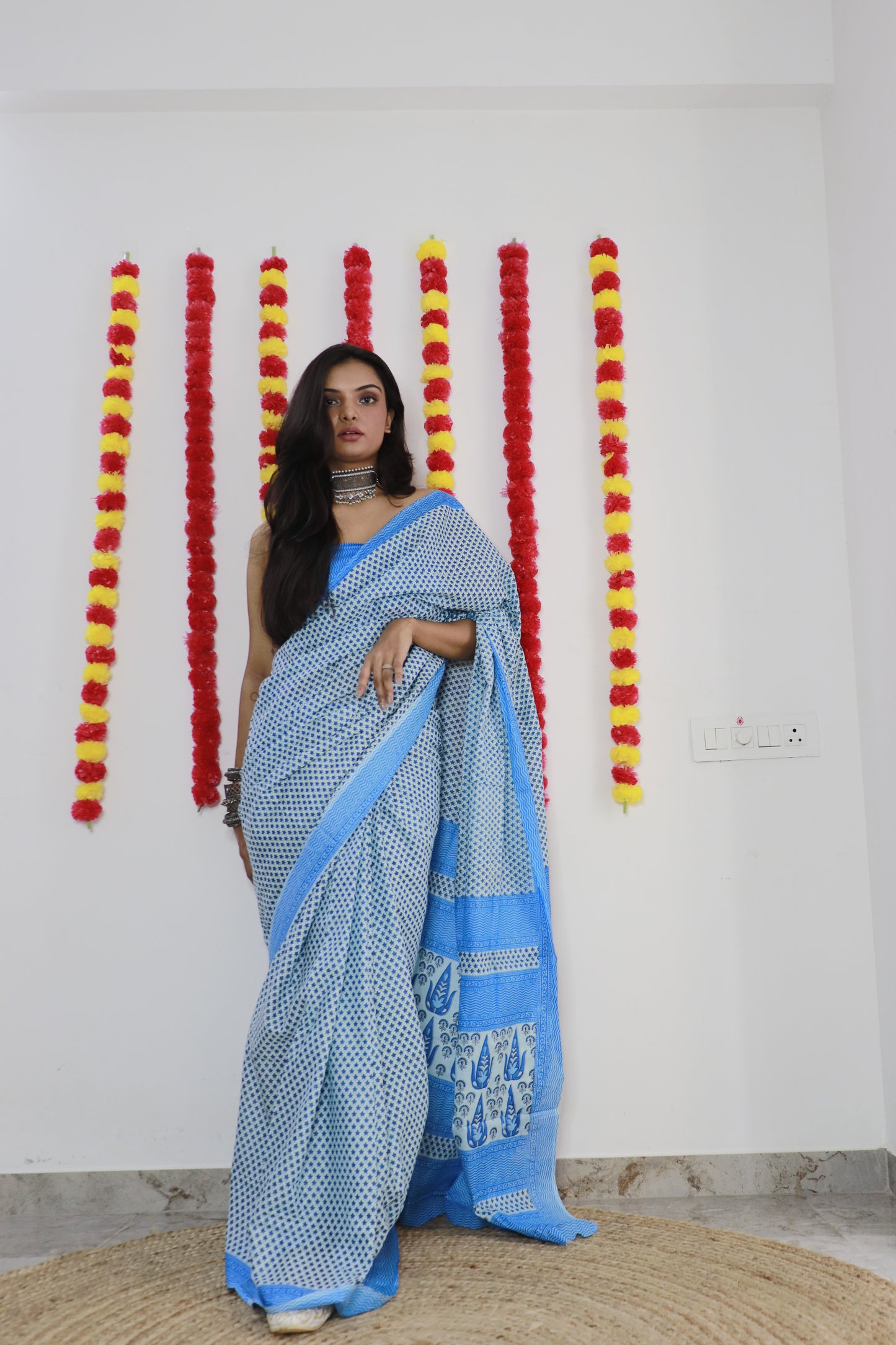 Elegant Women's Jaipuri Hand Block Print Pure soft Cotton Saree With Blouse Piece