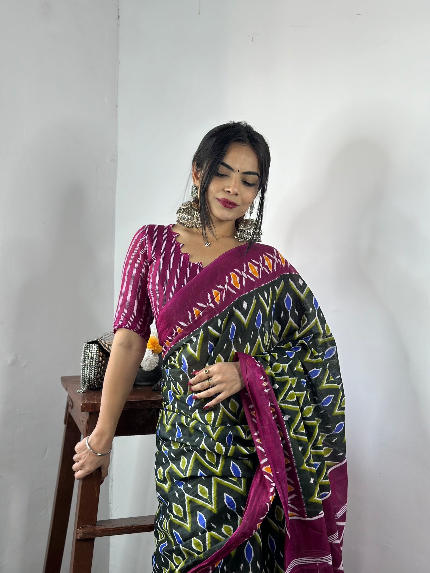 Stylish Women's Jaipuri Hand Block Print Pure soft Cotton Saree With Blouse Piece