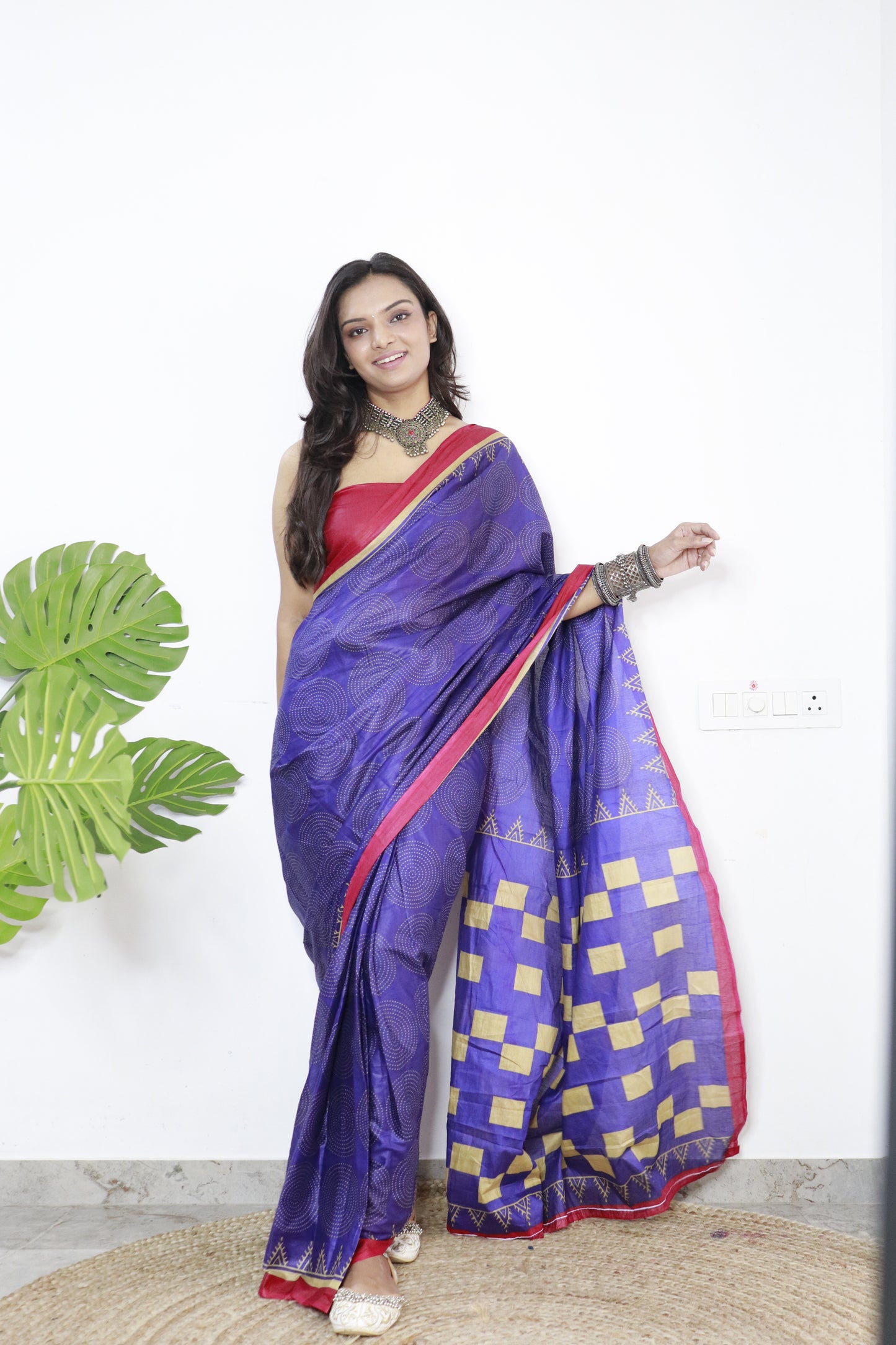 Handicraft Women's Hand Block Print Pure soft Cotton Saree With Blouse Piece