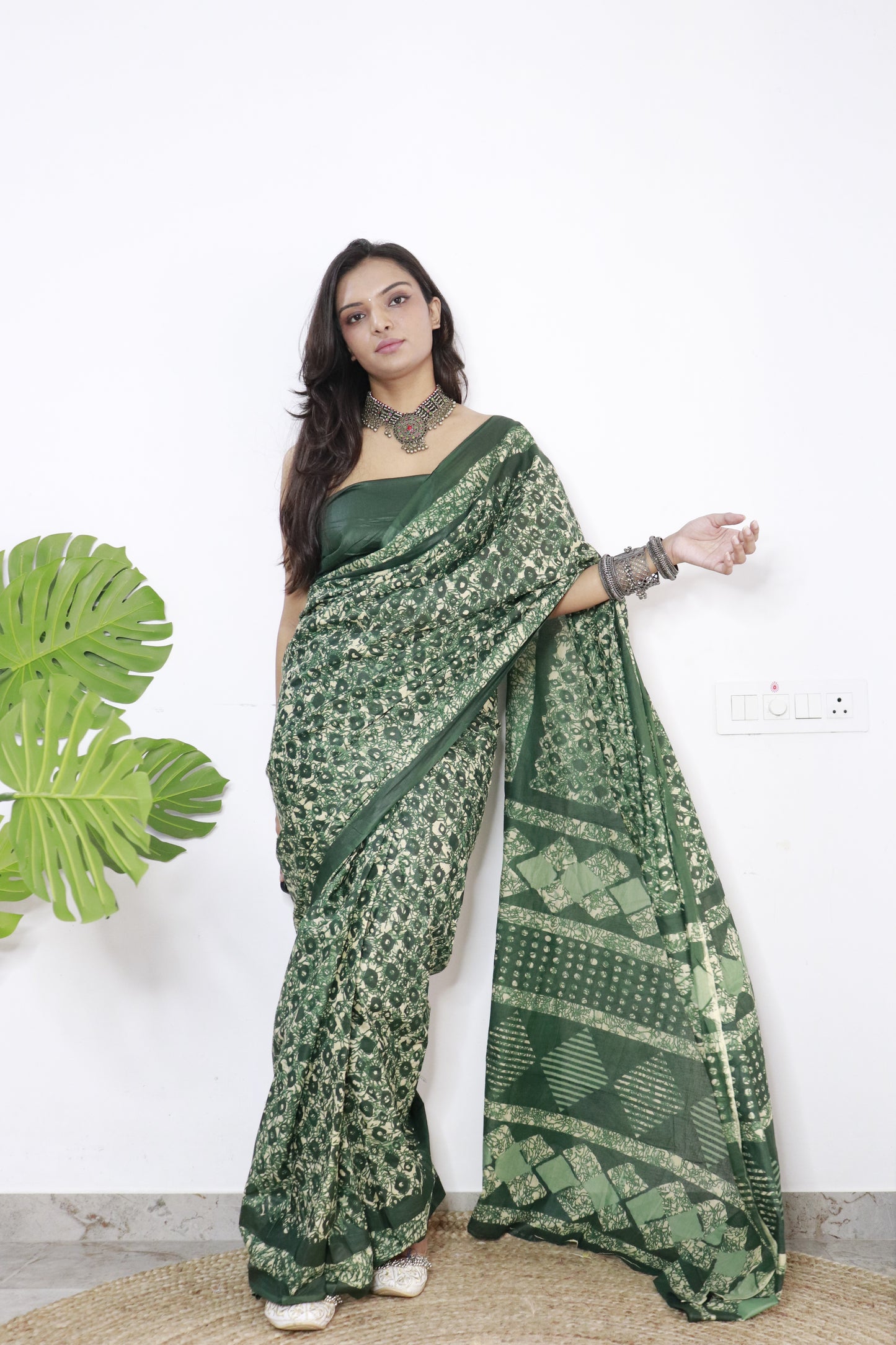 Elegant Women's Jaipuri Hand Block Print Pure soft Cotton Saree With Blouse Piece