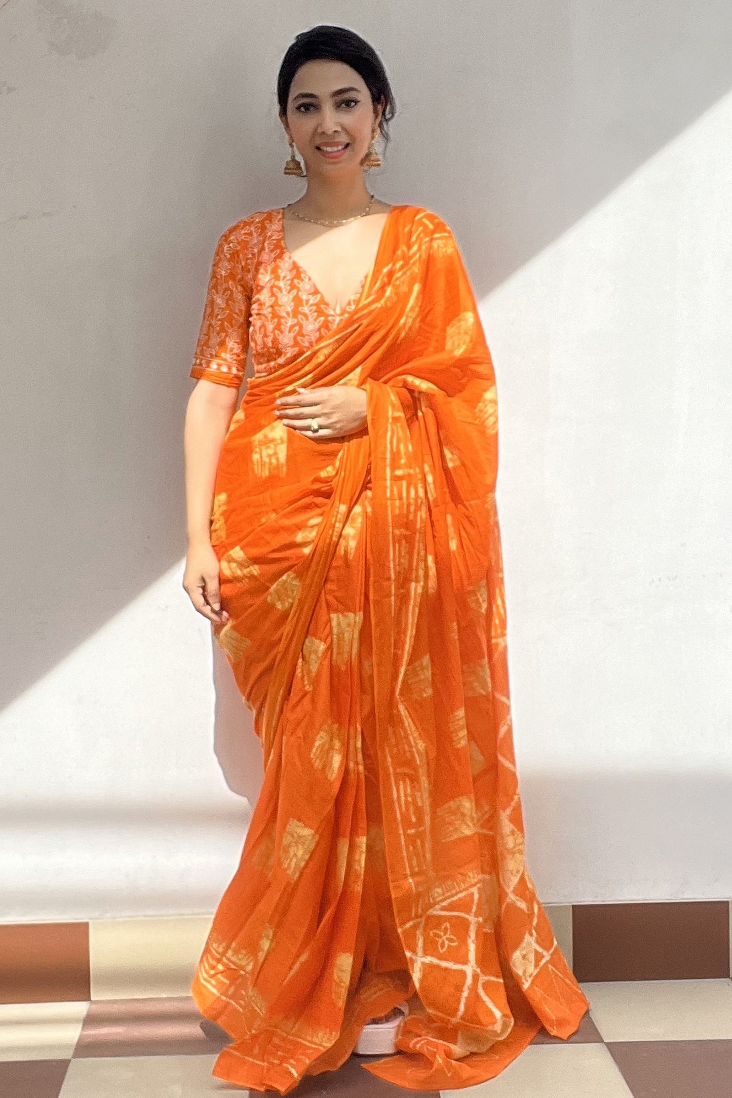 Stylish Women's Jaipuri Hand Block Print Pure soft Cotton Saree With Blouse Piece