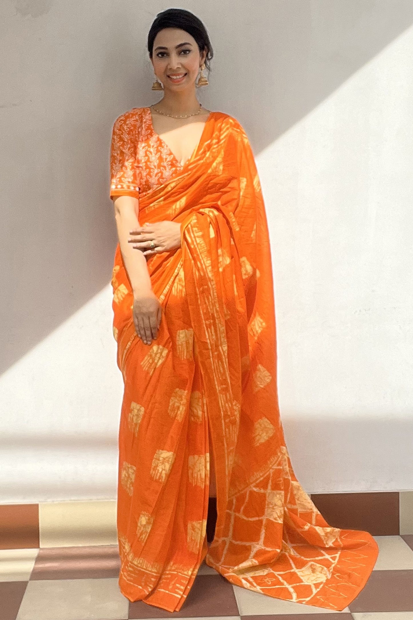 Stylish Women's Jaipuri Hand Block Print Pure soft Cotton Saree With Blouse Piece