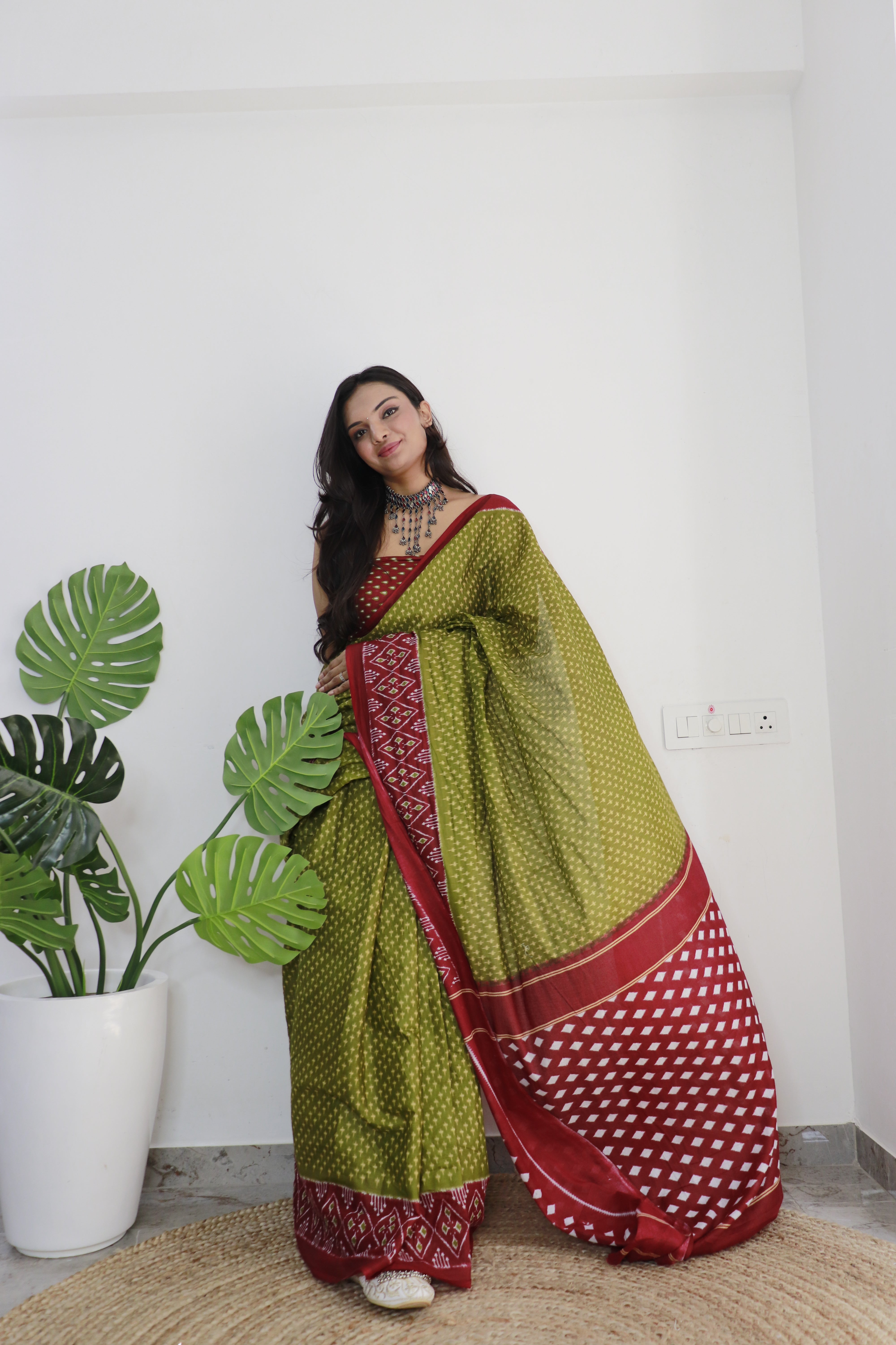 Handicraft Women's  Bandhani Print Pure soft Cotton Saree With Blouse Piece Rang Green