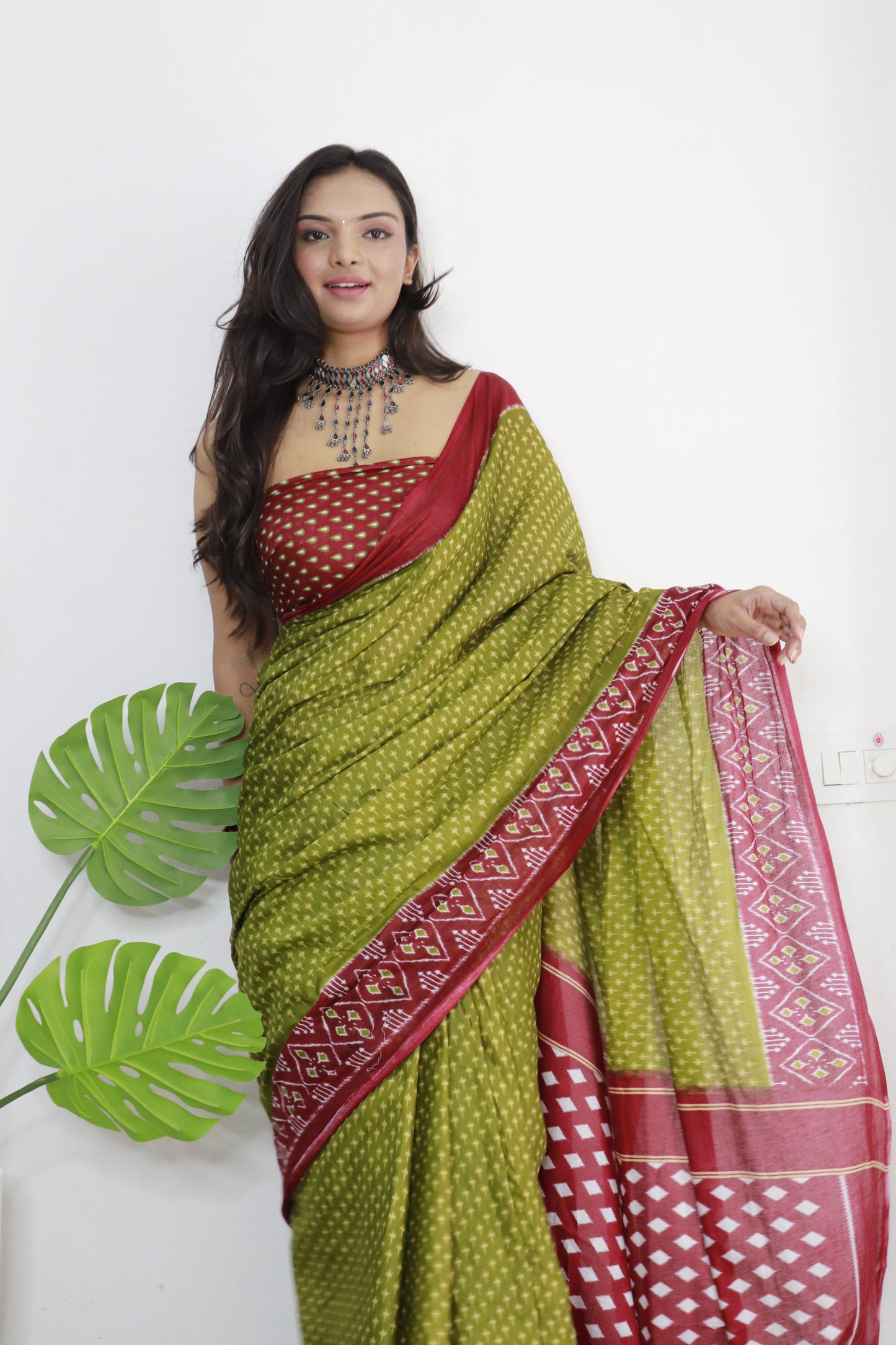 Handicraft Ladies  Bandhani Print Pure soft Cotton Sari With Blouse Piece Rang Green