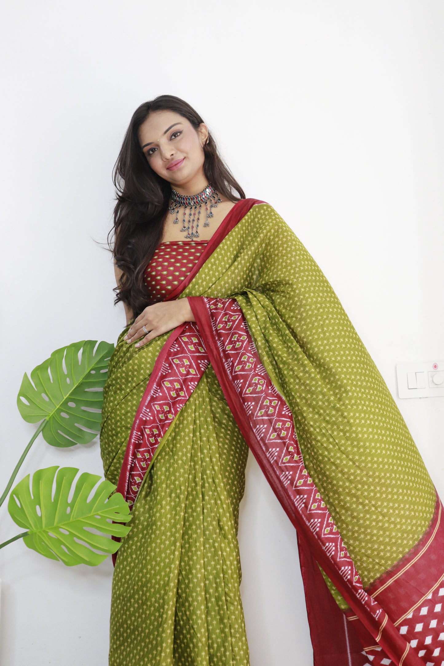 Handicraft Ladies  Bandhani Print Pure soft Cotton Sari With Blouse Piece Rang Green