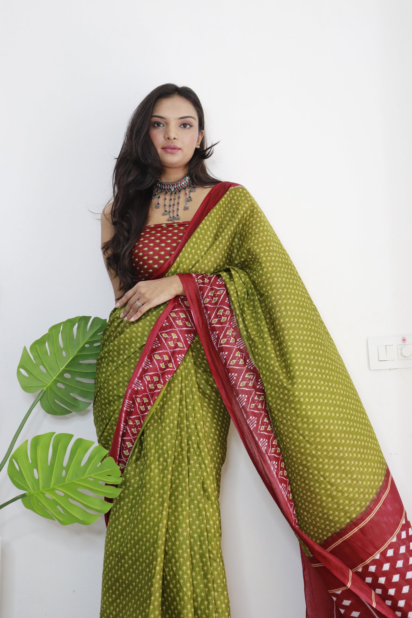 Handicraft Ladies  Bandhani Print Pure soft Cotton Sari With Blouse Piece Rang Green