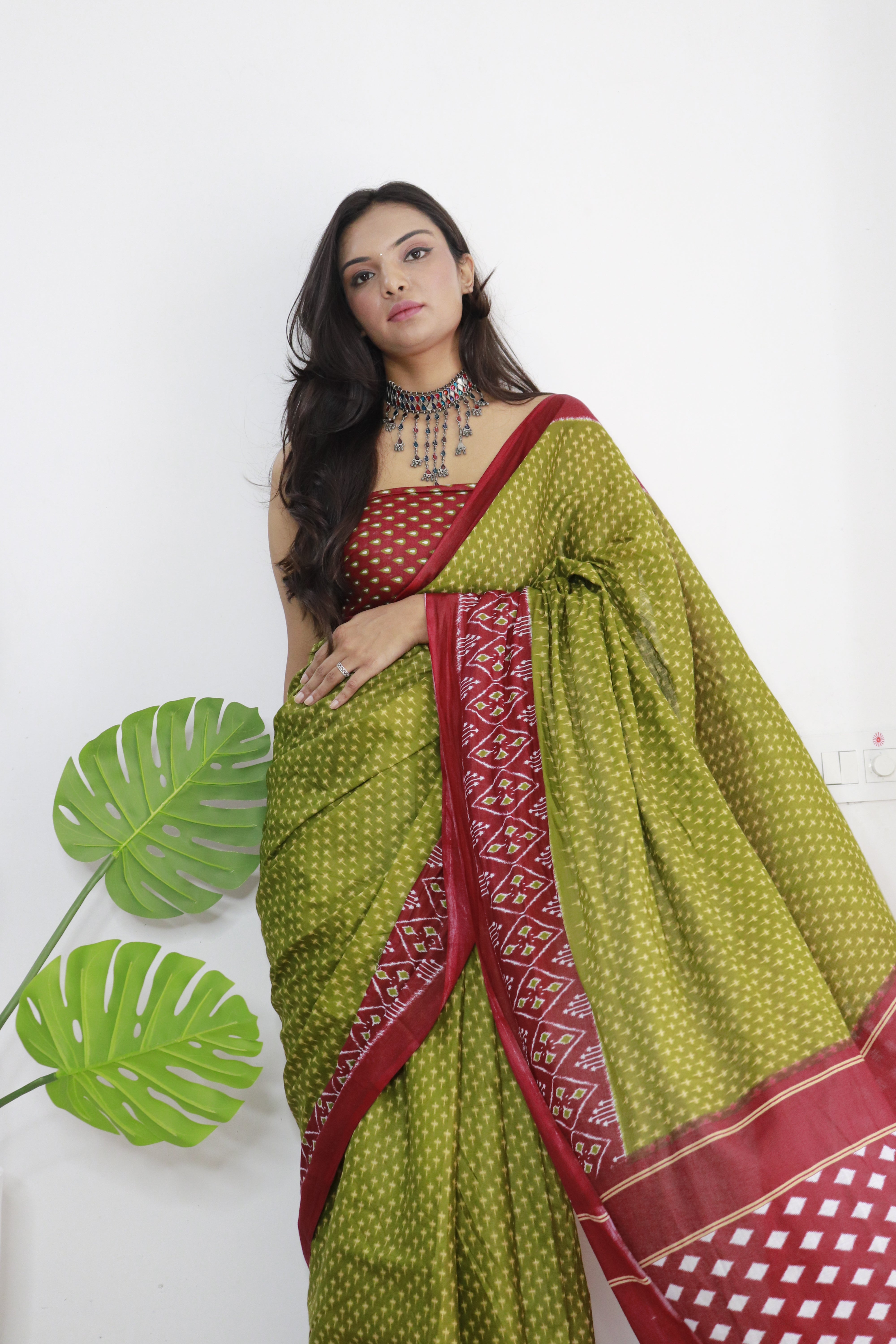 Handicraft Ladies  Bandhani Print Pure soft Cotton Sari With Blouse Piece Rang Green