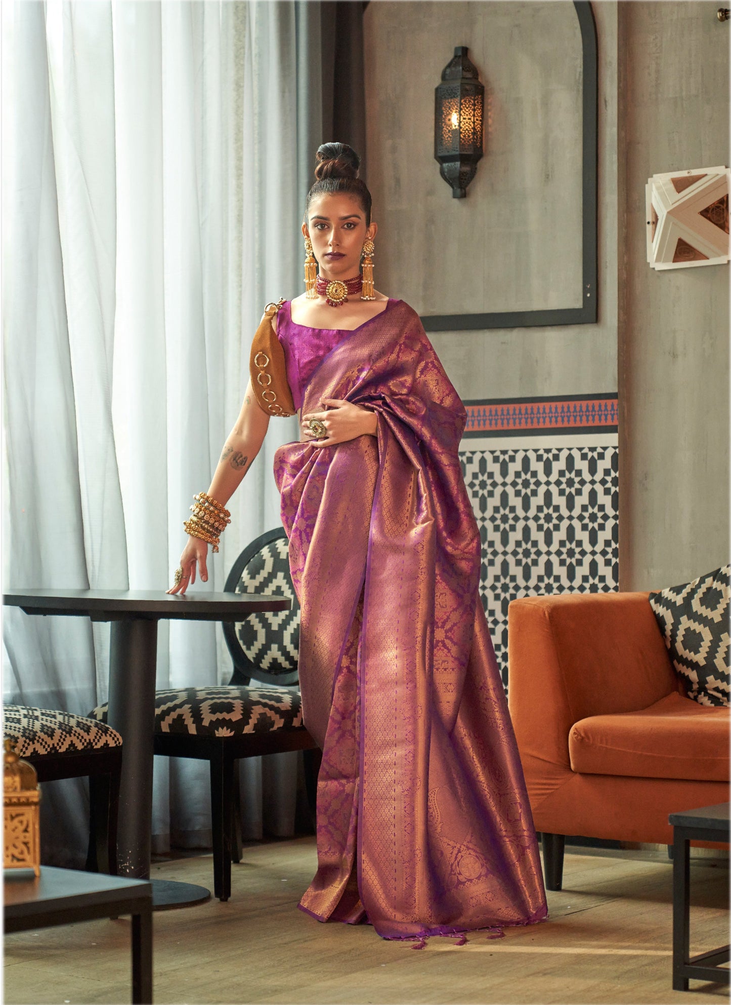 KANVI SILK - ROYALS Two Tone Handloom Weaving SAREE