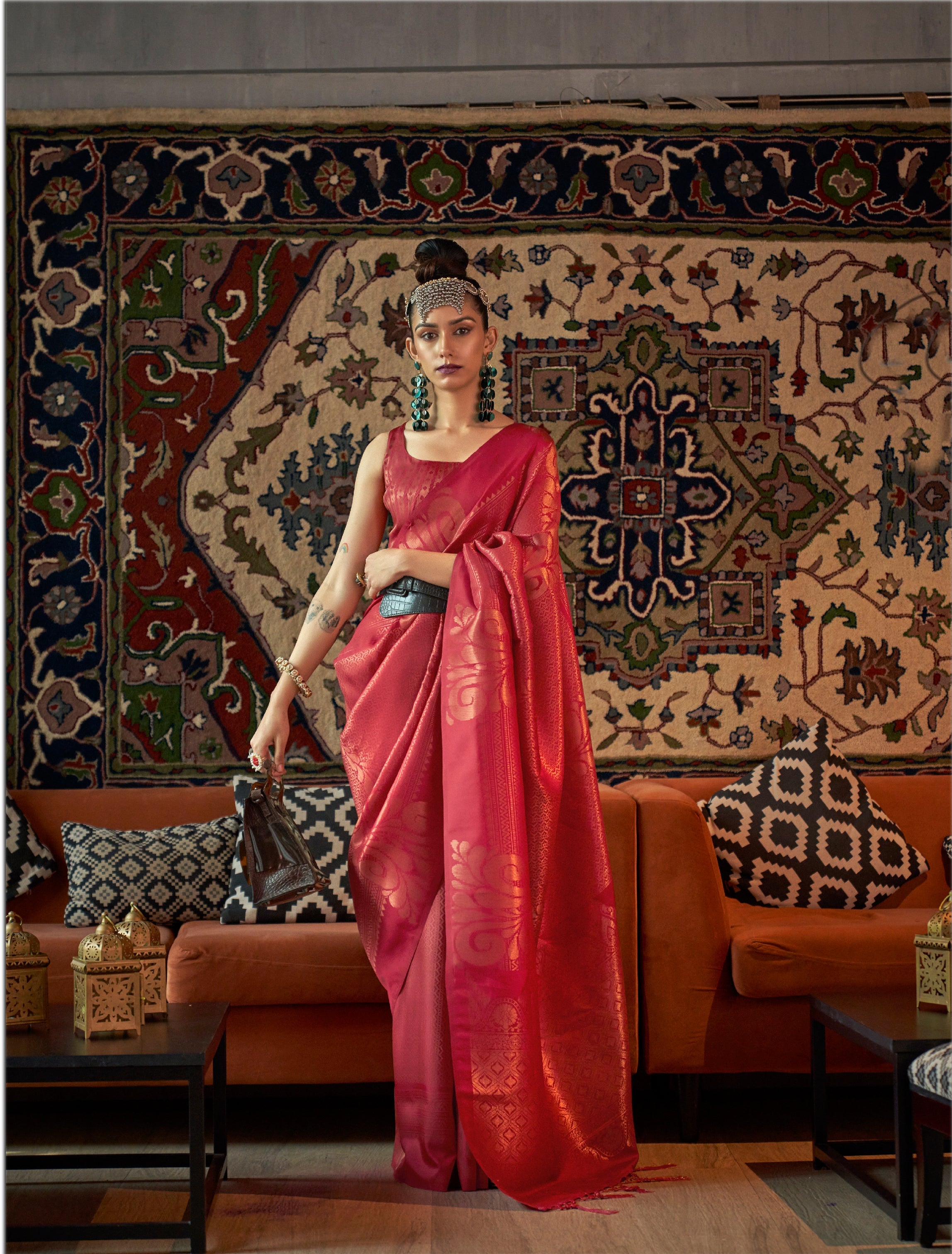 KANMANI SILK Copper Zari Handloom Weaving saree