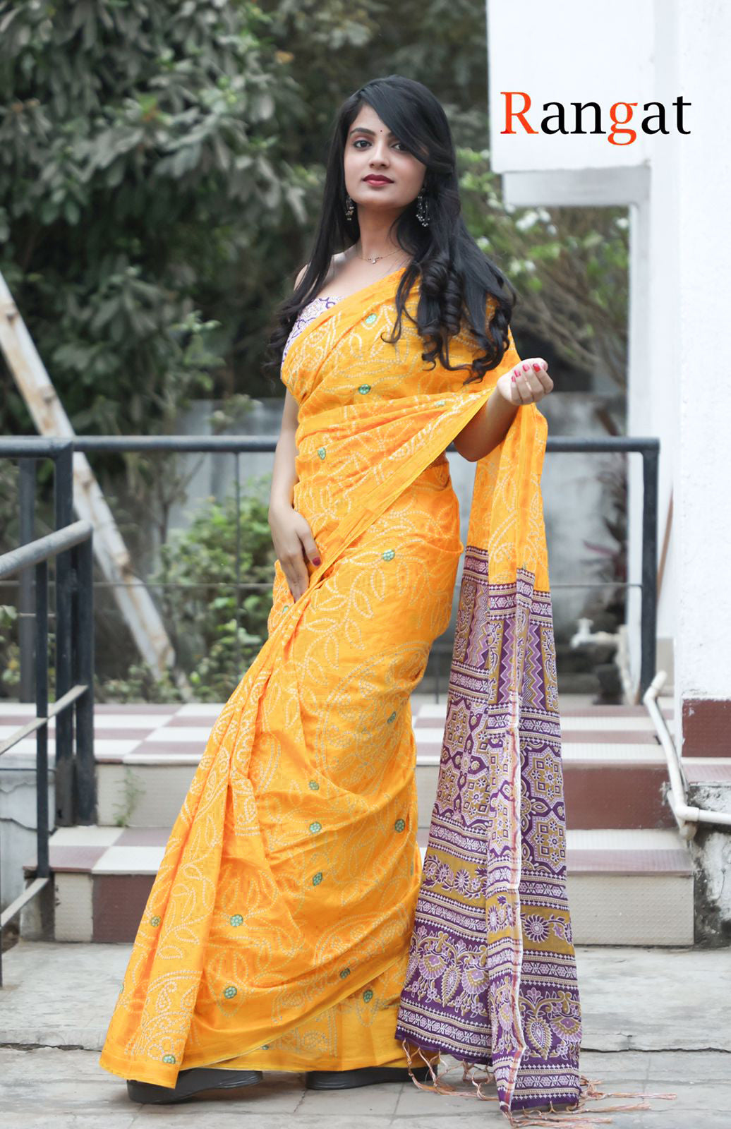 Handicraft Ladies  Bandhani Print Pure soft Cotton Sari With Zari Border and Blouse Piece Rangat Yellow