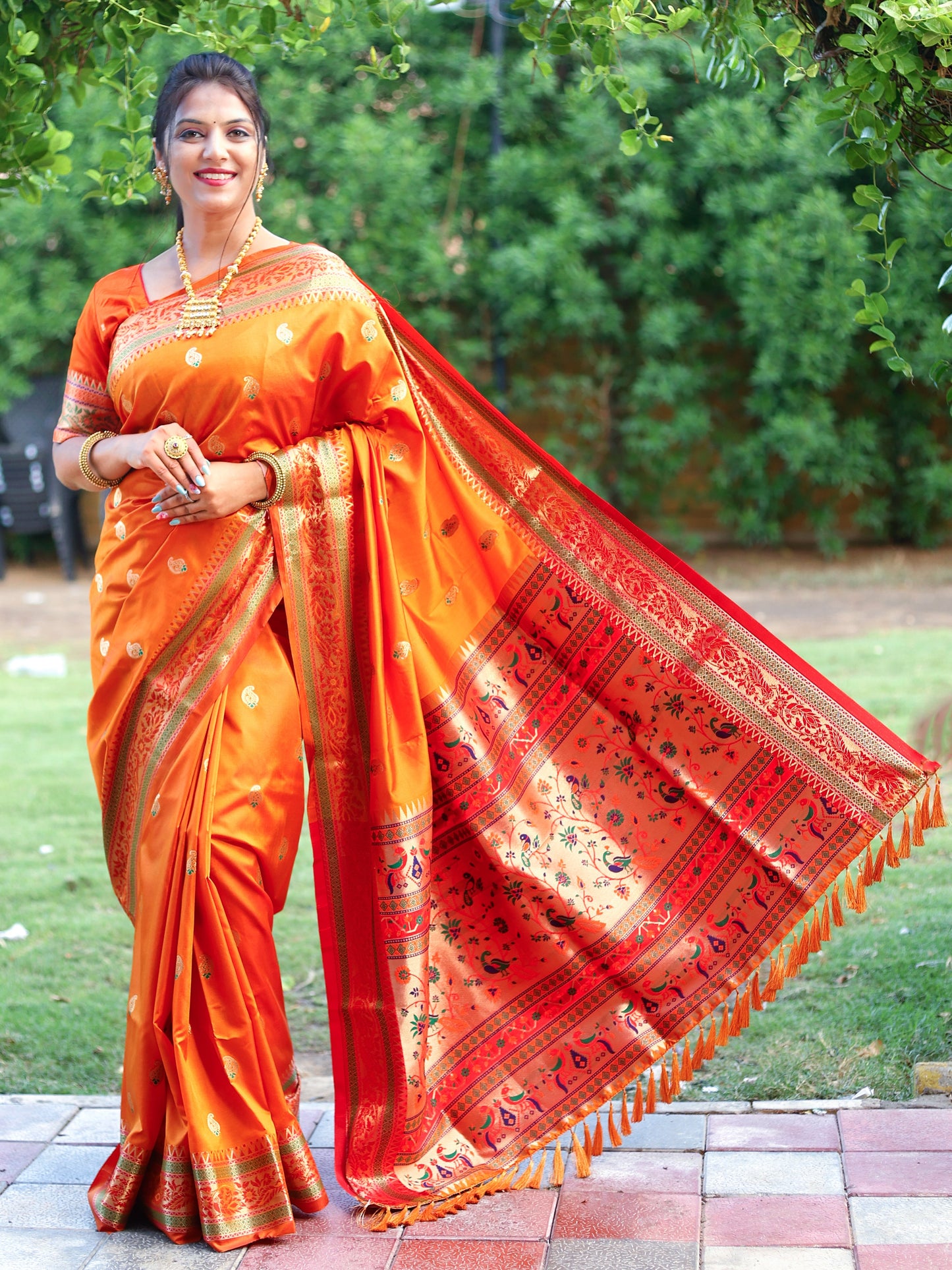 Beautiful soft KanchiPaithani  saree with mango butties with gold  zari weaving