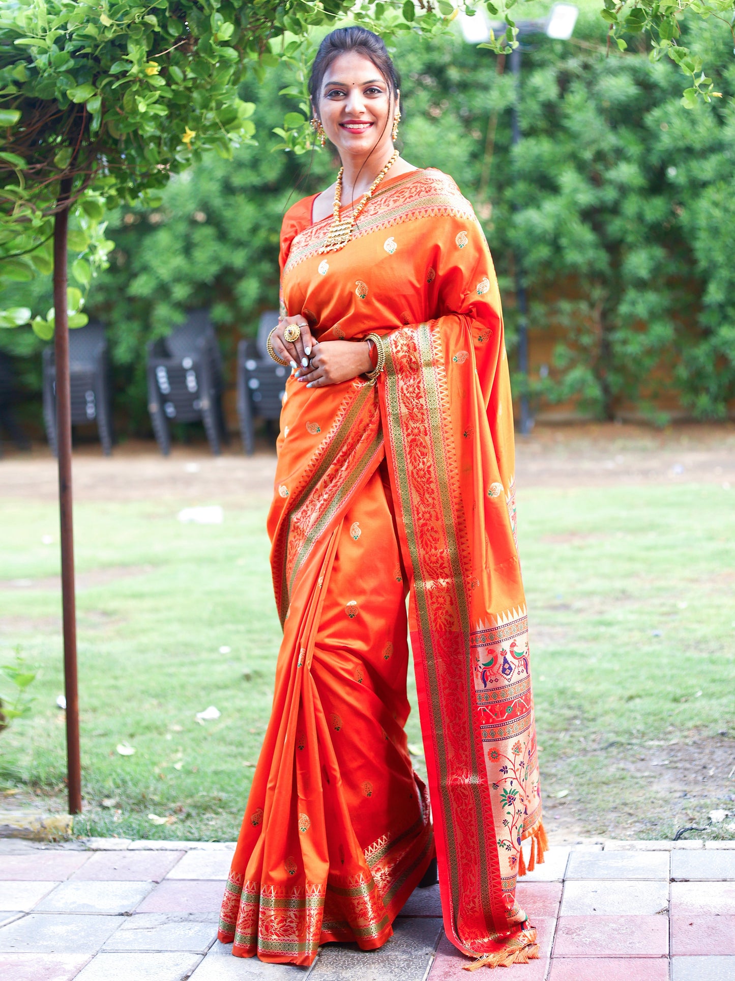 Beautiful soft KanchiPaithani  saree with mango butties with gold  zari weaving