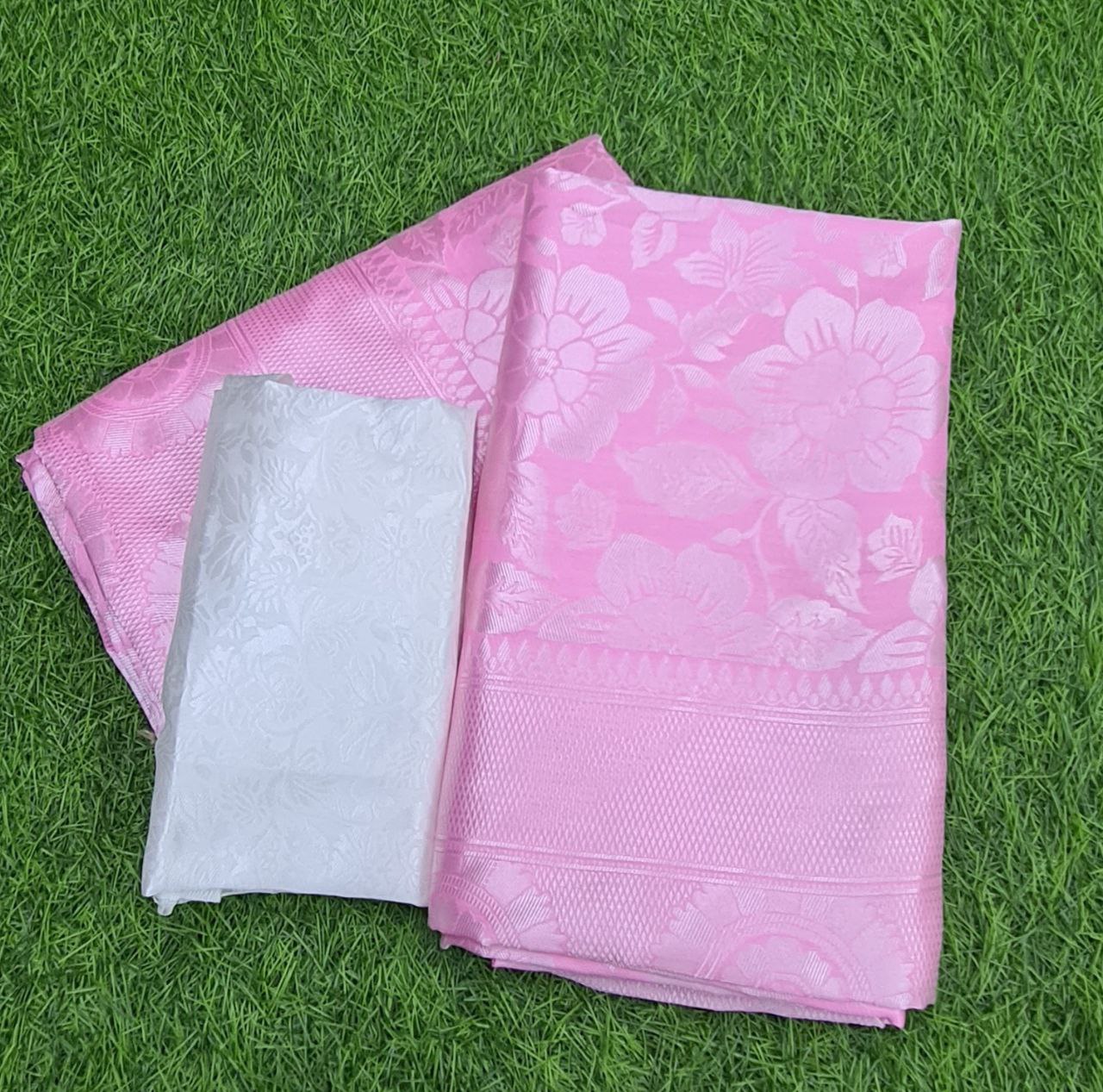 Women's Kanjivaram Banarasi Soft Silk  silver Zari Woven Saree With Blouse piece Plight Pink