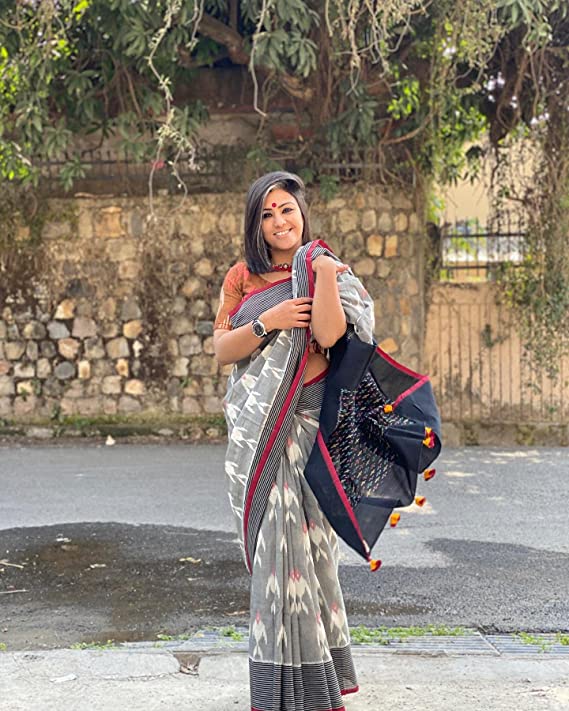 Handicraft Women's Hand Block Print Pure soft Cotton Saree With Blouse Piece