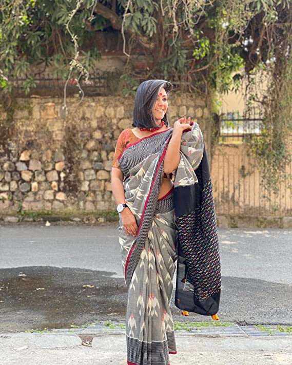 Handicraft Ladies Hand Block Print Pure soft Cotton Sari With Blouse Piece