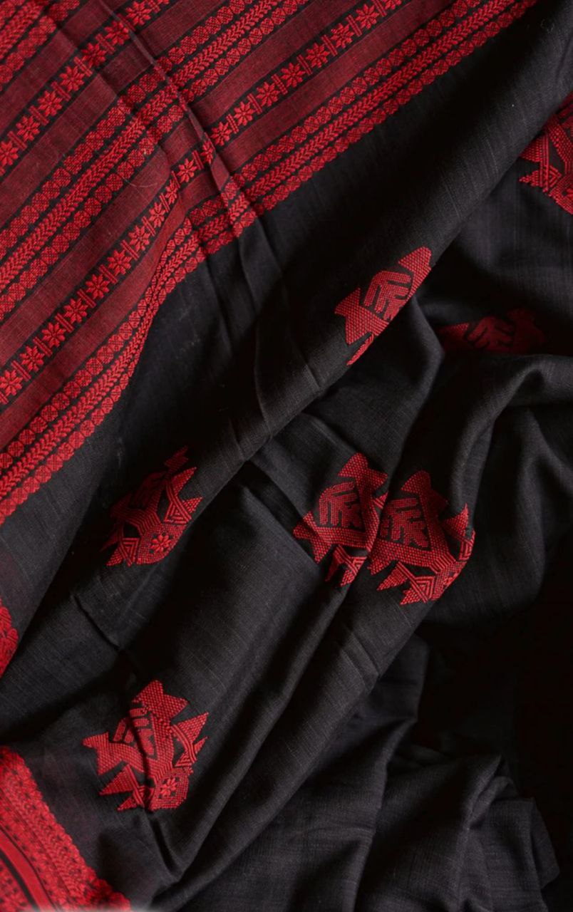 Women's Kanjivaram Banarasi Soft Cotton Silk Copper Zari Woven Saree With Blouse piece