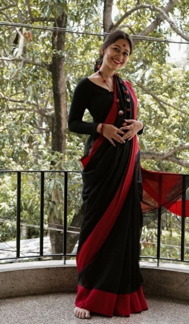 Women's Kanjivaram Banarasi Soft Cotton Silk Copper Zari Woven Saree With Blouse piece