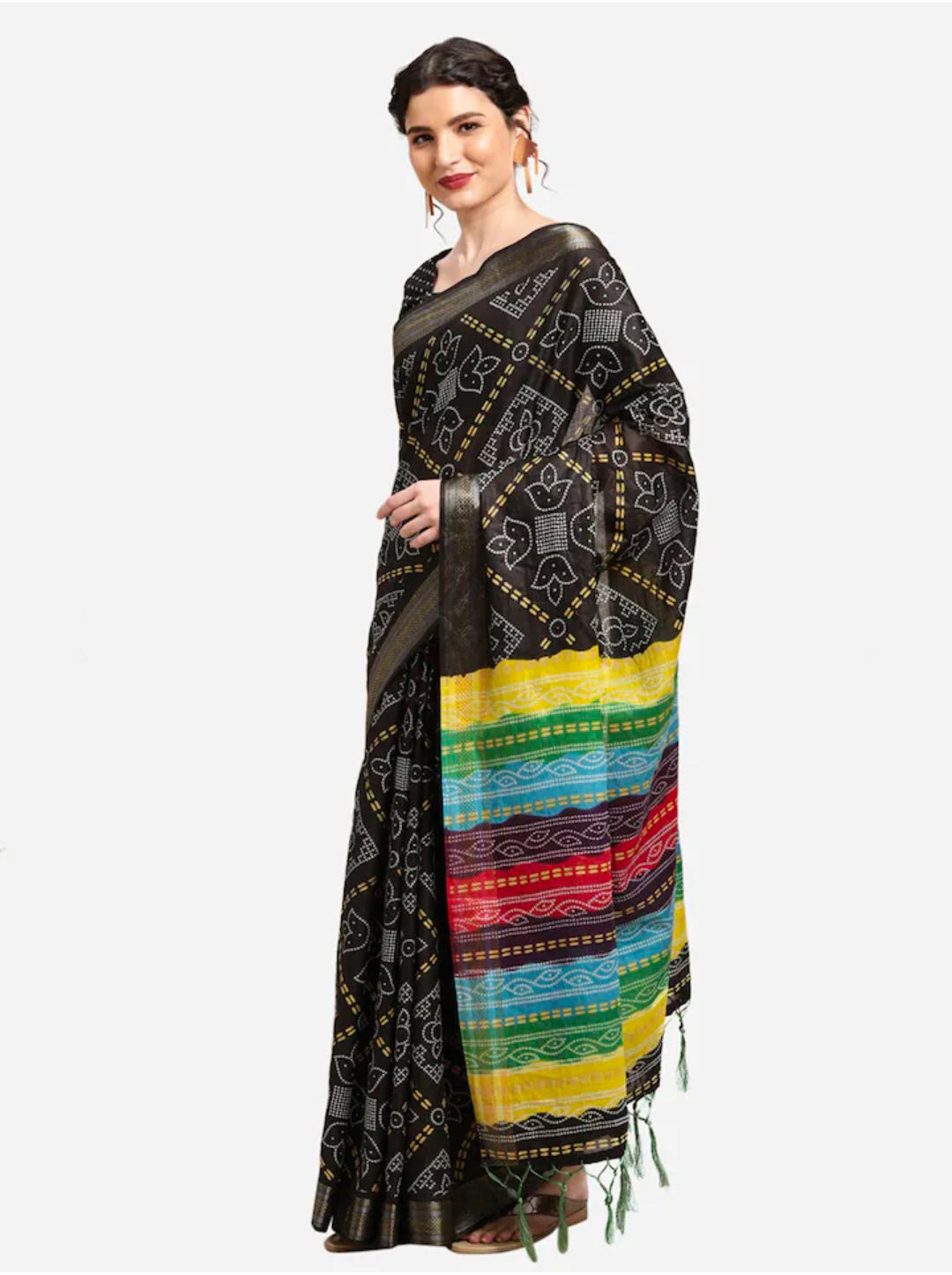 Handicraft Ladies  Bandhani Print Pure soft Cotton Sari With Blouse Piece