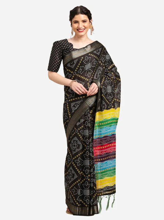 Handicraft Ladies  Bandhani Print Pure soft Cotton Sari With Blouse Piece