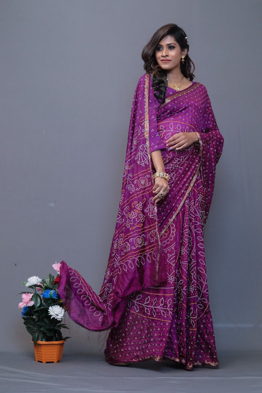 New  Block Print Bandhej Saree Most Demanded Collection