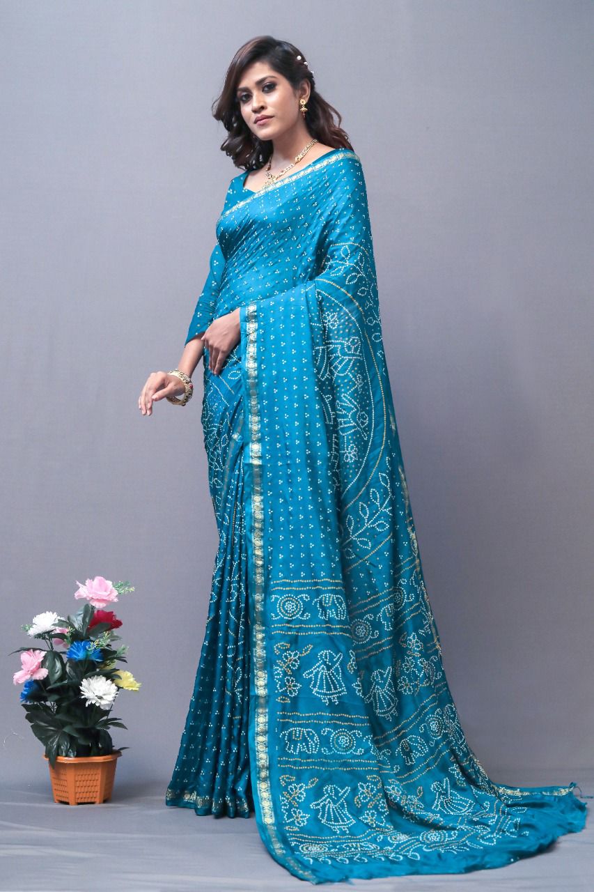 New  Block Print Bandhej Saree Most Demanded Collection