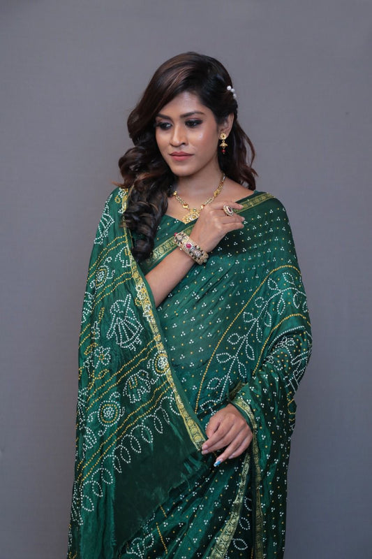 New  Block Print Bandhej Saree Most Demanded Collection