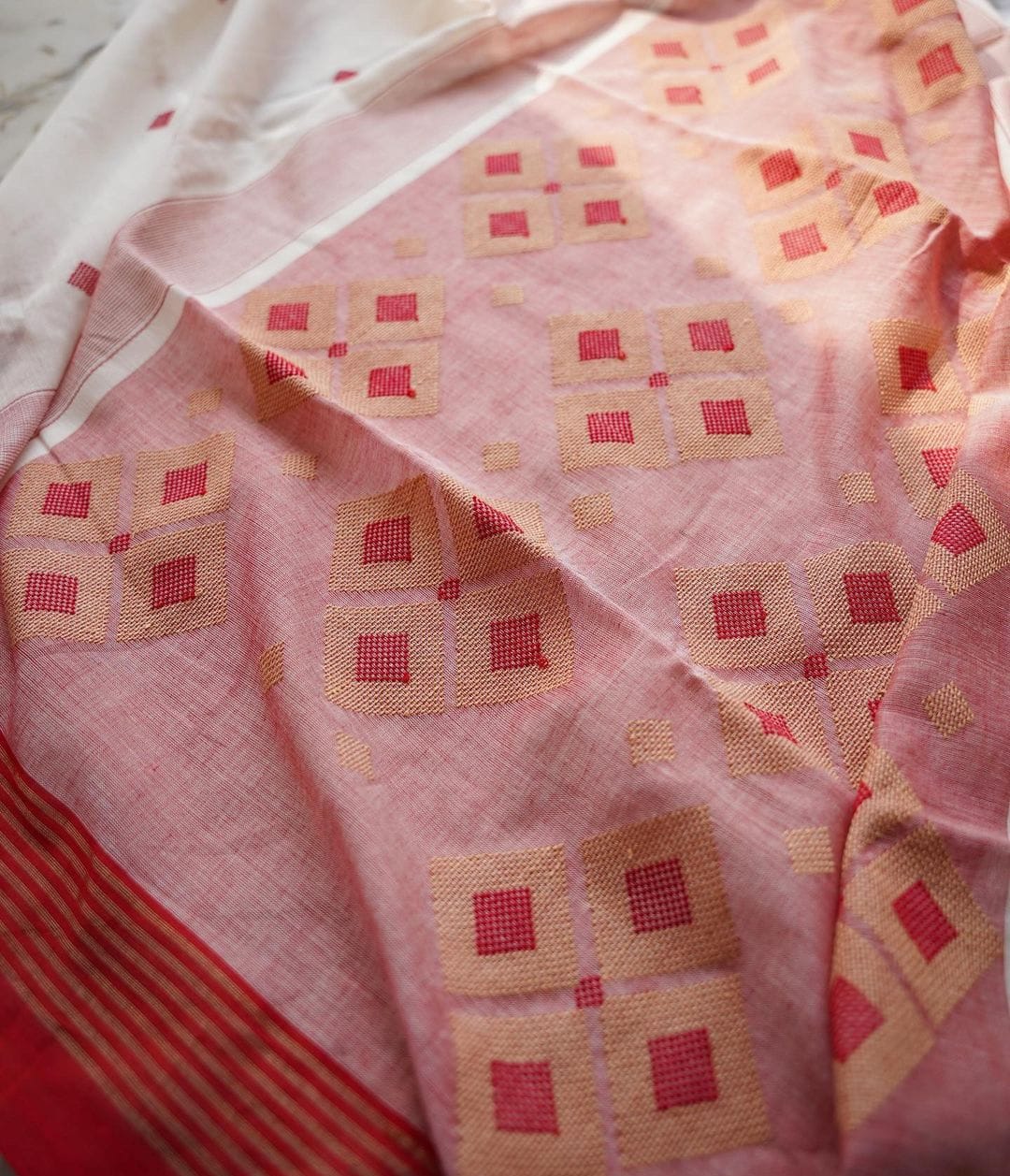 Women's Kanjivaram Banarasi Soft Cotton Silk Woven Sari With Blouse piece