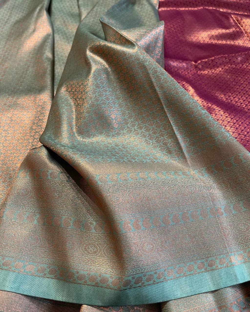 Ladies  Banarasi Soft Silk  Zari Woven Sari With Blouse piece Blue
