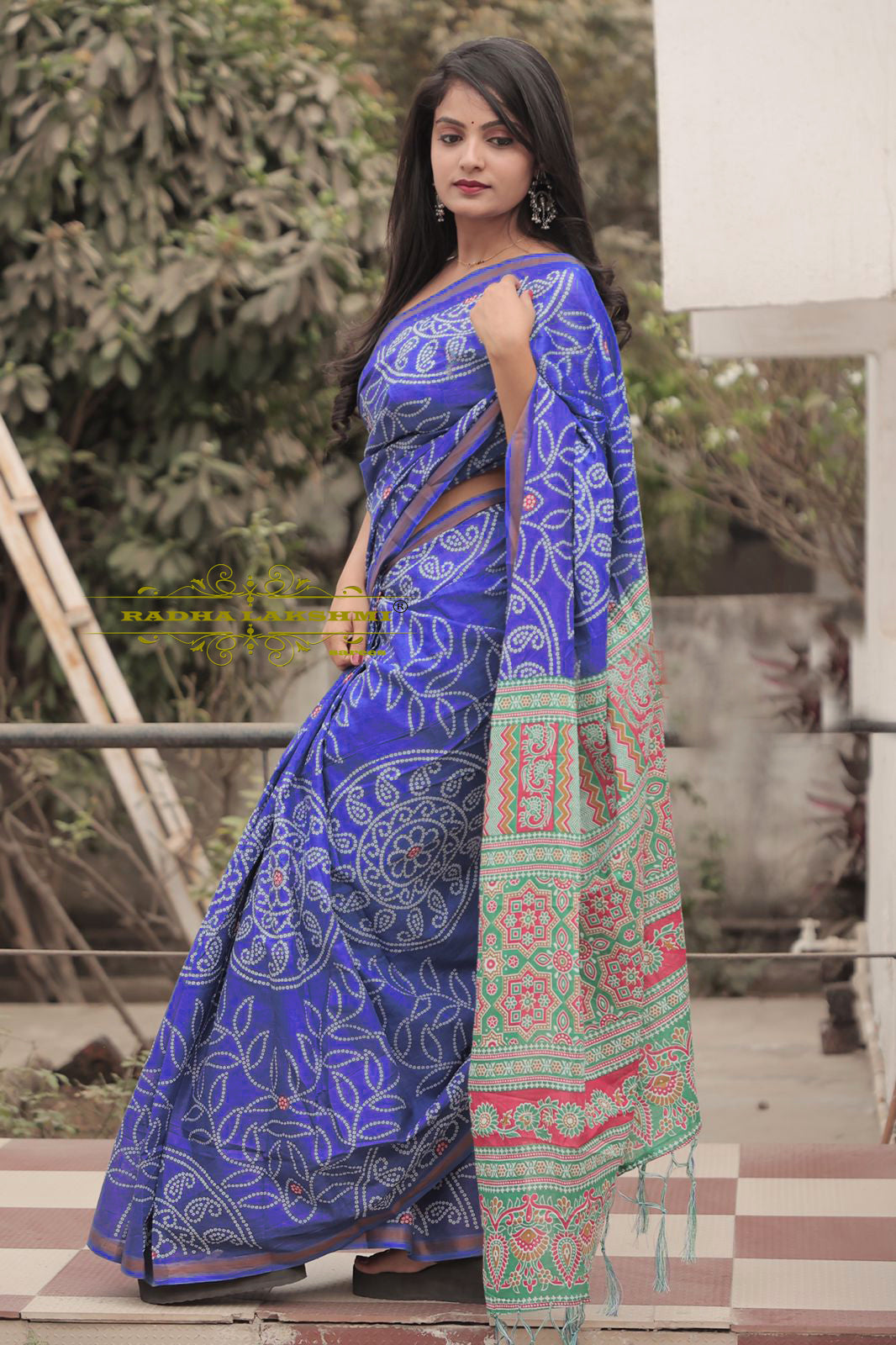 Handicraft Ladies  Bandhani Print Pure soft Cotton Sari With Zari Border and Blouse Piece Rangat Blue